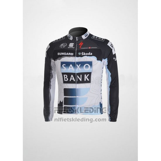 2010 Fietskleding Saxo Bank Zwart en Wit Lange Mouwen en Koersbroek